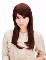 Wigs2you 全假髮品牌假髮女生高溫絲長直髮斜瀏海修臉披肩髮甜美可愛W-576