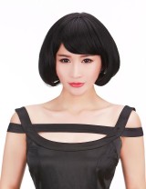Wigs2you 全假髮斜瀏海假髮女短髮帥氣bobo頭逼真波波頭假髮短直髮斜瀏海時尚修臉WS-2011