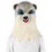 HPO White and Grey Civet Cat Wige with Mask  - Long Synthetic Fibers