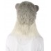 HPO White and Grey Civet Cat Wige with Mask  - Long Synthetic Fibers