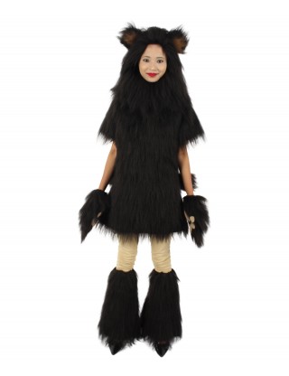 HPO Black Bear Costume with Boots and Paw Gloves  - Long Synthetic Fibers Bundle