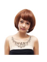 Ebine 全假髮 假髮套斜劉海短卷髮蓬松媽媽短直髮女士bobo梨花頭EW202