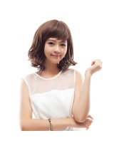 Ebine 全假髮 女短卷髮蓬松短髮燙髮韓國齊肩內扣短髮齊劉海甜美梨花頭EW402