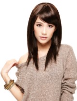 Wigs2you 全假髮 沙宣中長直髮 斜劉海時尚修臉jiafa 女整頂假髮W-430 
